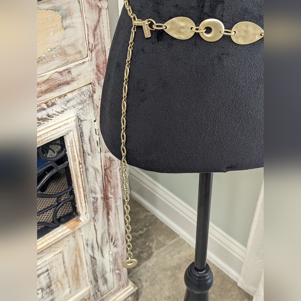 Chico's Hammered Matte Gold Tone Belt 46" Total Length Women - Picture 3 of 6